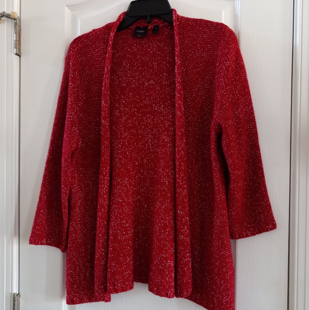 Raffaella XL Red/Silver 3/4 Sleeve Cardigan